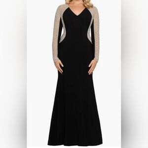 NWT PLUS SIZE Xscape Crystal Beaded Long Sleeve Gown 14W